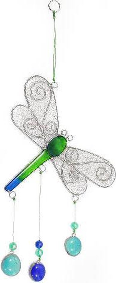 Raamdecoratie van Hars Libel (Groen/Transparant)
