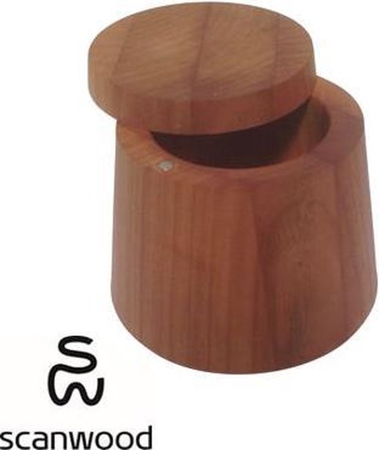 foto Halve cirkel Religieus Scanwood zoutpot met magnetische deksel en lepel kersenhout | bol.com