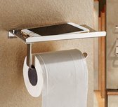 Toiletrolhouder met planchet - RVS - Zilver - Telefoonhouder - Plankje - WC Rolhouder