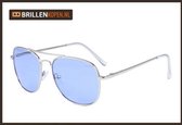 ☀Thunder☀ - Aviator Cincinnati - Zilveren zonnebril met blauwe glazen
