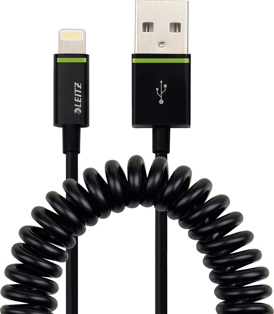 Leitz Lightning naar USB Spiraal Kabel Voor Auto - 1 m - MFI gecertificeerd  door Apple... | bol.com