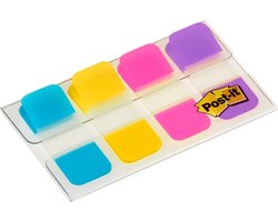 Post-it® Index Strong, Draagbare Set, Turkoois, Geel, Roze, Paars, 15,8 x 38,1 mm, 10 Tabs/Kleur, 4 Kleuren/Dispenser