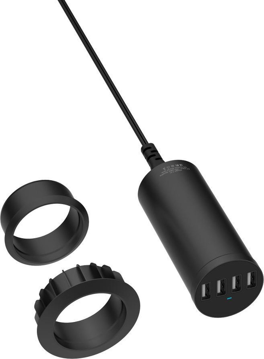 RealPower - 4-Poort USB Tube - Lader voor Kabeldoorvoer gat in bureau's  Smart IC | bol.com