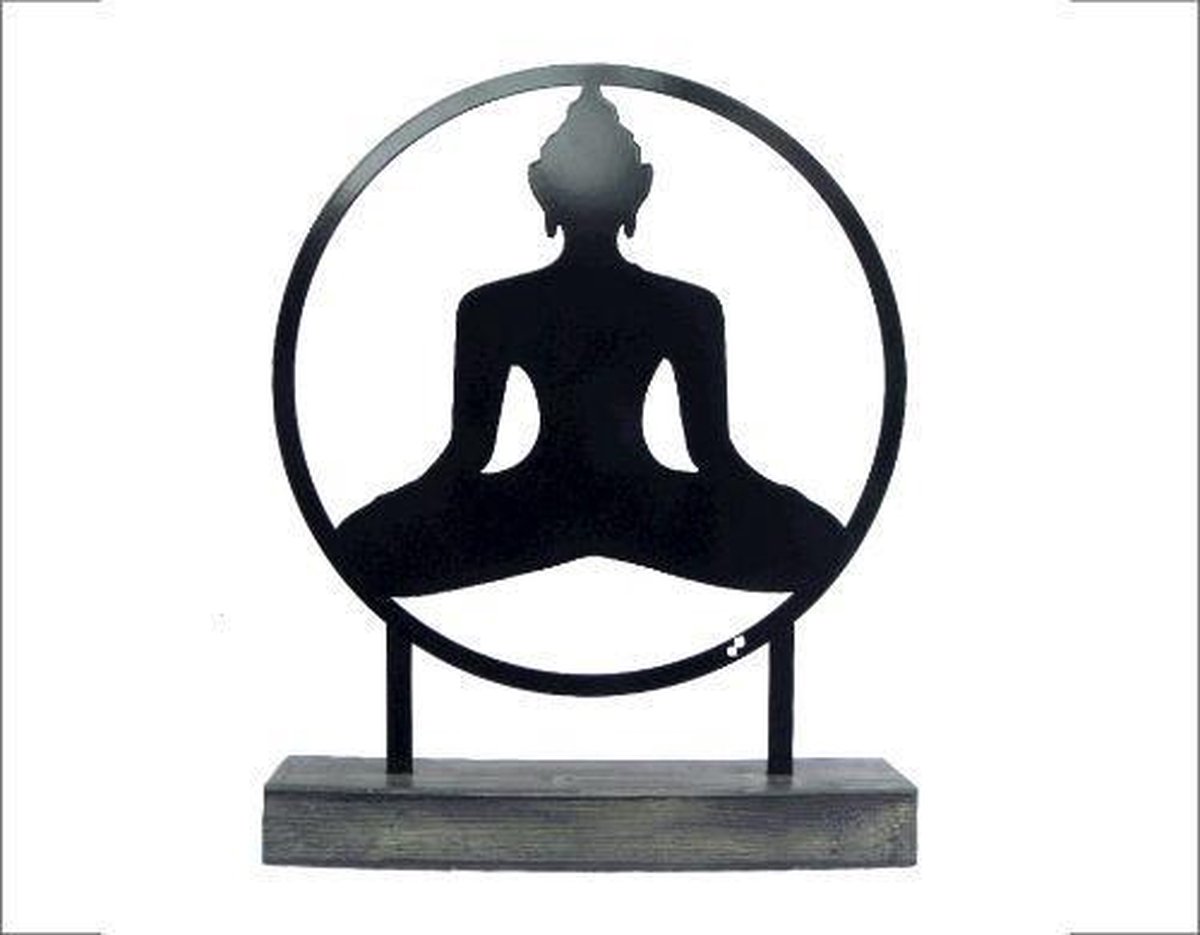 Staande woondecoratie - woonkamer of tuin - boeddha - staal - 35cm - S