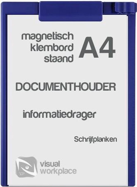 Blauw magnetisch A4 klembord staand.