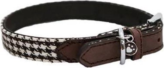 Foto: Rosewood wag n walk halsband hond houndstooth bruin wit