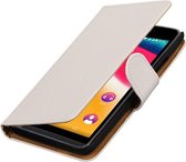 Wit Effen booktype wallet cover - telefoonhoesje - smartphone hoesje - beschermhoes - book case - hoesje voor Wiko Rainbow Jam