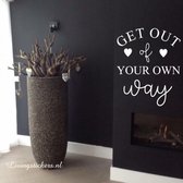 Muursticker woonkamer - Get out of your one way - Wit - 40x30 cm