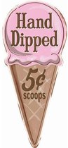 Ice Cream Hand Dipped - Retro reclame wandbord voor ijs - Amerika USA - metaal.