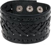 Lederen heren armband Black Braided