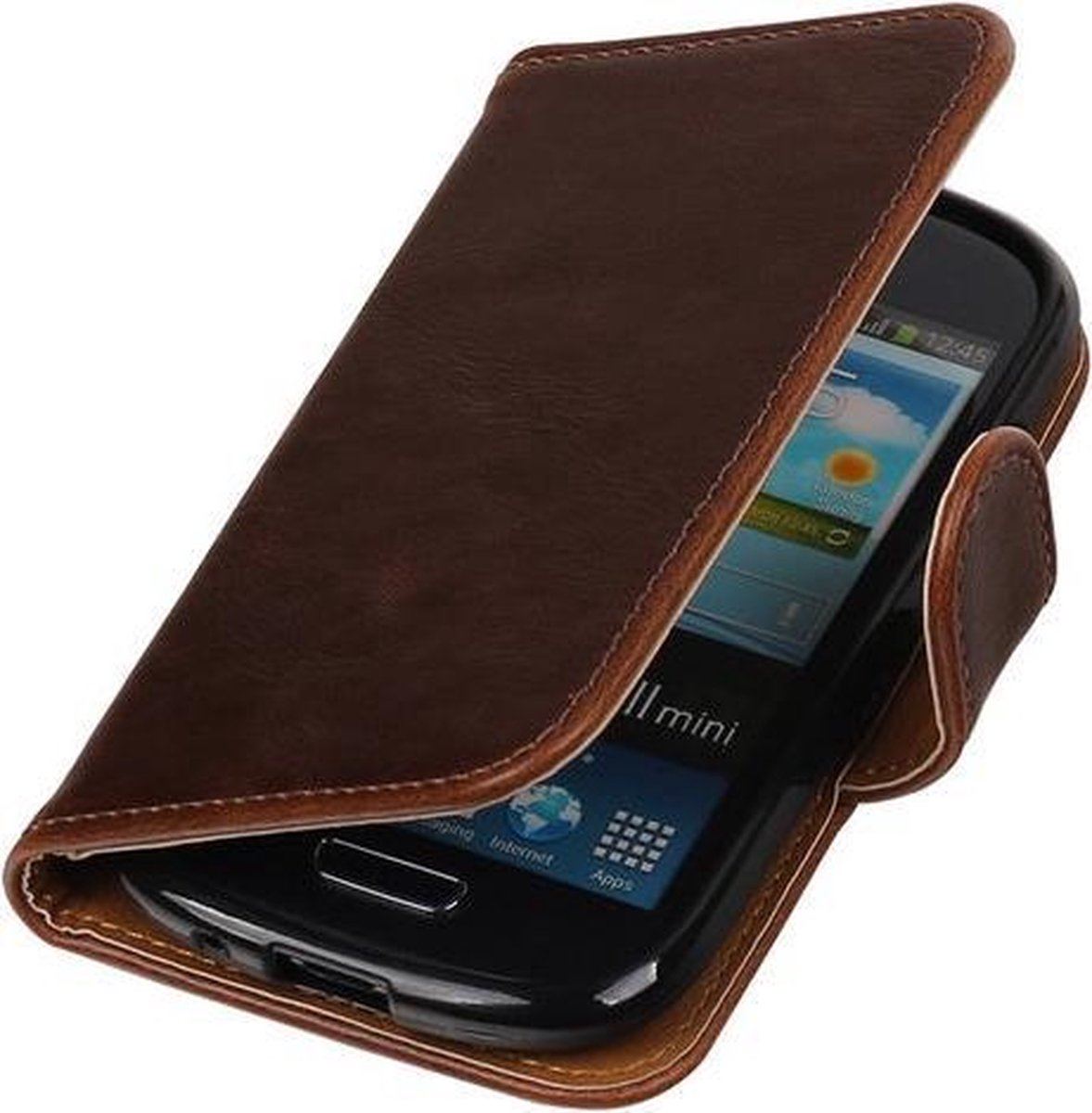 Mocca Pull-Up PU booktype wallet cover hoesje voor Samsung Galaxy S3 Mini