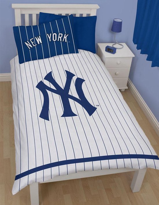 New York Yankees - Dekbedovertrek - Eenpersoons - 135 x 200 cm - Wit/blauw  | bol.com