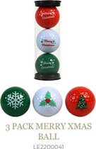 3 golfballen Merry Christmas, X-mas, Kerst