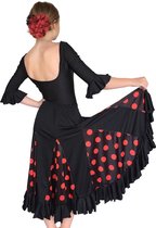 Spaanse Flamenco Rok - Zwart met Rode Stippen voor meisjes - Maat 6 - kledingmaat 104-110