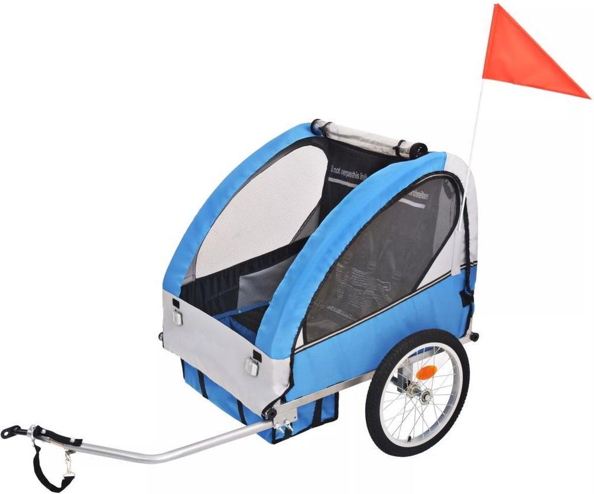 vidaXL - Fietstrailer - 30 - kg - grijs - en - blauw