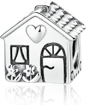 Zilveren bedel Huis met hart