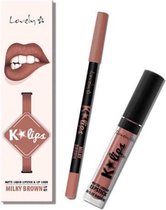 Lovely K-Lips Matte Liquid Lipstick & Lip liner Milky Brown
