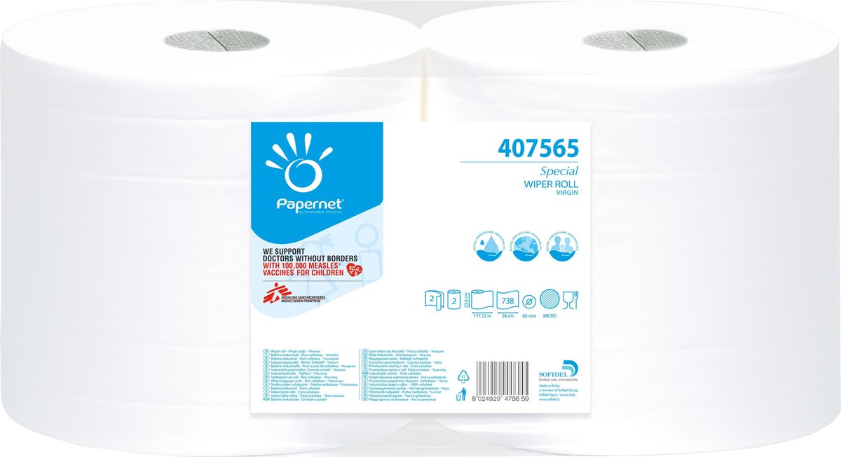 Papernet 407565 papieren handdoek 738 vel Cellulose Wit 177,12 m