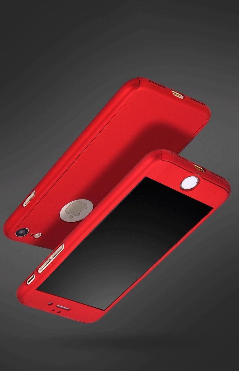 geschikt voor Apple iPhone 7 360 bescherming hardcase Metallic Rood