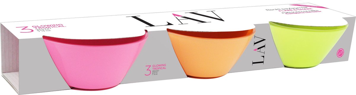 Lav gekleurde serveer/tapas schaaltjes 215 ml (3 stuks) - Glowing Tropical