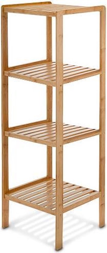 Relaxdays bamboe hout - Stellingkast 4 planken - Badkamer open kast meubel. |