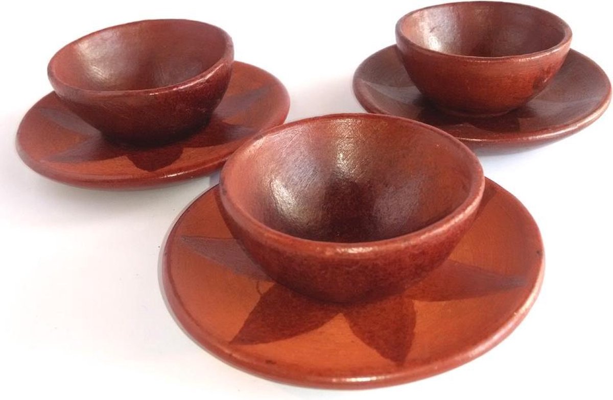 Sasak pottery Snack- & Tapasschaal - Ster - Bruin - Aardewerk - 3 stuks