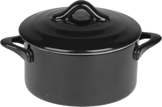 Foto: Cosy trendy black ovenschotel met deksel rond 0l2 10 cm x 5 cm