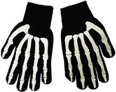 Zwarte handschoenen met skelet print (wit)