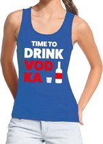 Time to Drink Vodka tekst tanktop / mouwloos shirt blauw dames M