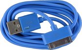 2 stuks - iPhone 4 USB oplaad kabel lichtblauw | 1 METER kabeltje voor iPhone 4/4G/4S/3G/3GS/iPod 1/2/3