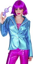 Blauwe disco seventies verkleed colbert/jasje voor dames S/M