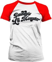 Suicide Squad Daddy's Lil Monster Baseball Girly Tee Damen T-Shirt White-Red-L