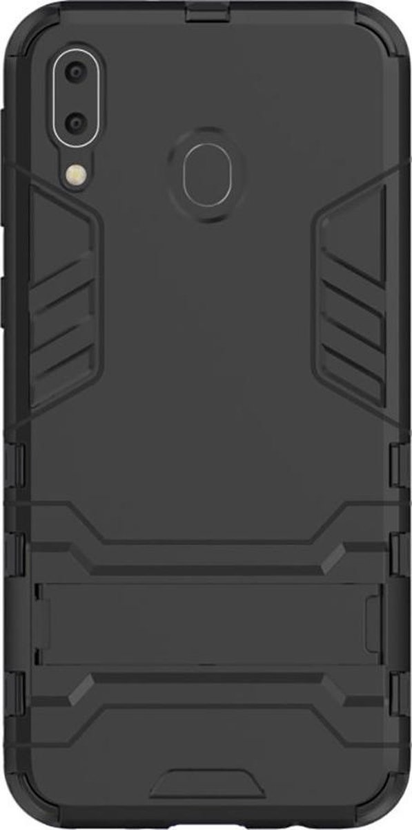 Shop4 - Samsung Galaxy M20 (Power) Hoesje - Extreme Back Case met Kickstand Zwart