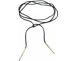 Lovelymusthaves VeterKetting - Dames - veter van zwart suède leer met buisjes in kleur goudkleurig - 45 cm