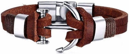 Montebello Armband Burcin Brown - PU Leer - Messing - Anker - 20cm