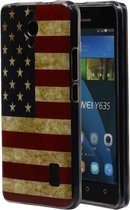 Amerikaanse Vlag TPU Cover Case voor Huawei Y635 Hoesje