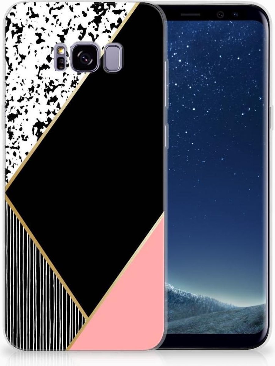 Samsung Galaxy S8 Plus TPU Hoesje Zwart Roze Vormen