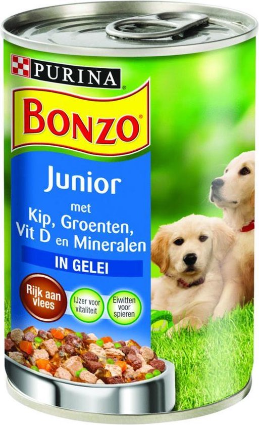 Simuleren Zogenaamd Matrix Bonzo Hondenvoer Blik Junior - Kip/Groenten/Calcium - 12 x 400 gr | bol.com