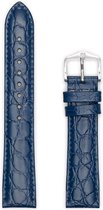Hirsh Horlogeband -  Crocograin Blauw - Leer - 18 mm