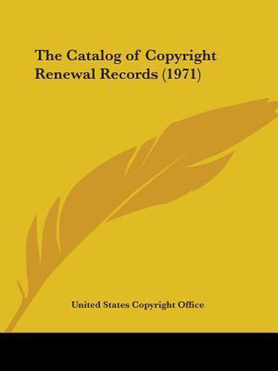 The Catalog of Copyright Renewal Records (1971) op Prijzenvolger.com