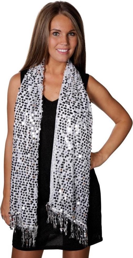 Luxe zilveren pailletten sjaal | bol.com