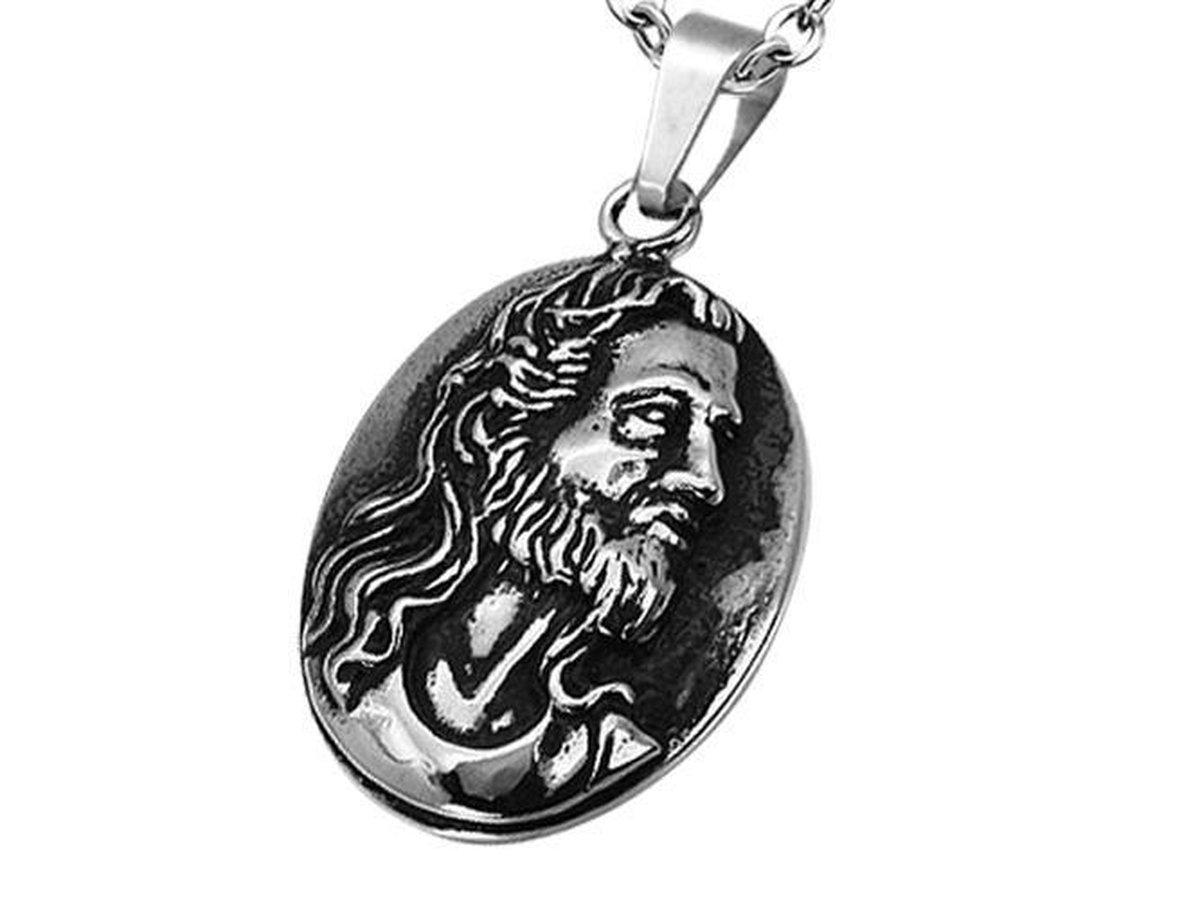 Amanto Ketting Dinan - 316L Staal - Christus - 26x41mm - 60cm