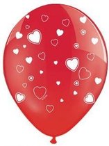 Ballonnen Rood harten wit 10 stuks