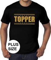 Toppers Grote maten Topper t-shirt - zwart met gouden glitter letters - plus size heren XXXL