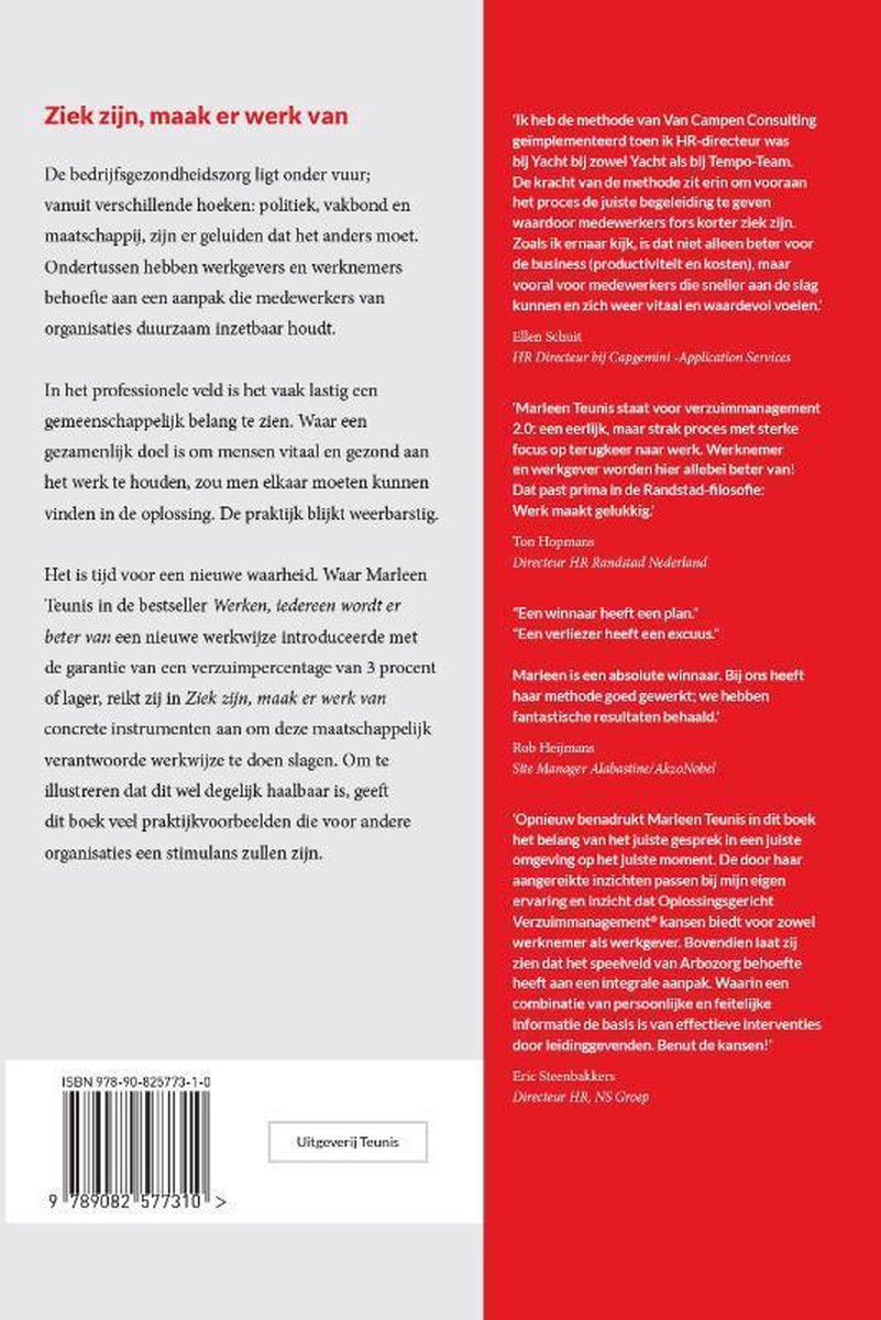 Ziek zijn, maak er werk van - back cover