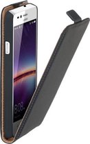 Zwart lederen flip case voor Huawei Y3ll / Y3 2 Telefoonhoesje