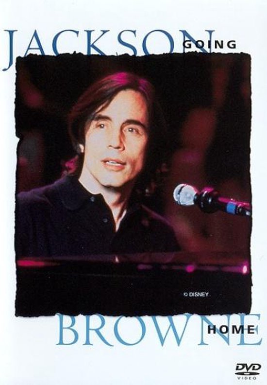 Jackson Browne "Going Home". Een DVD-hoes met Jackson Browne die zingt met een microfoon.