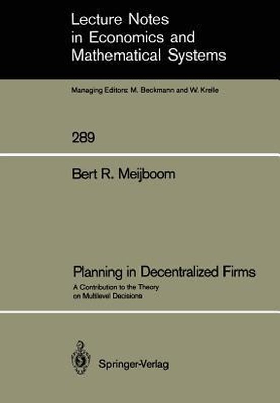 Lecture Notes in Economics and Mathematical Systems289- Plan ... - cover