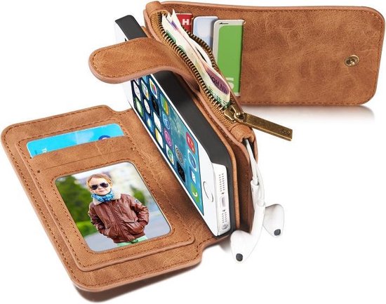 Verwonderend bol.com | iPhone 5 / 5S / SE Leren portemonnee hoesje met FP-94