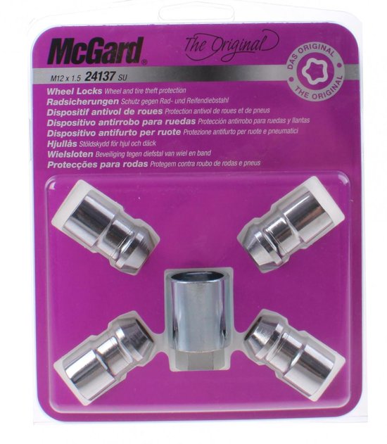 McGard Slotmoerenset M12x1.50 - Konisch - Lengte 37.0mm (19mm kop) - McGard